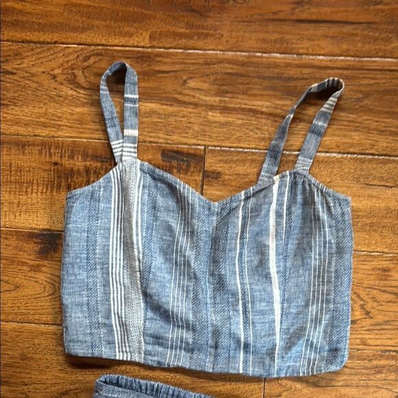 Express linen like Striped Blue and White Two-Piece Set - Picture 4 of 10